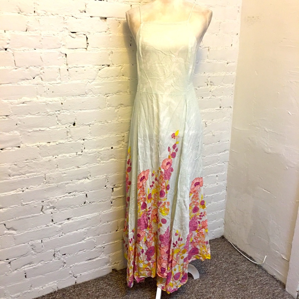 Intimately Free People spaghetti strap lounge maxi dress pink floral size m